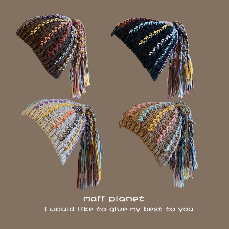 脏辫假发帽子女秋冬季麻花辫子针织帽拽酷街头嘻哈毛线帽冷帽女款