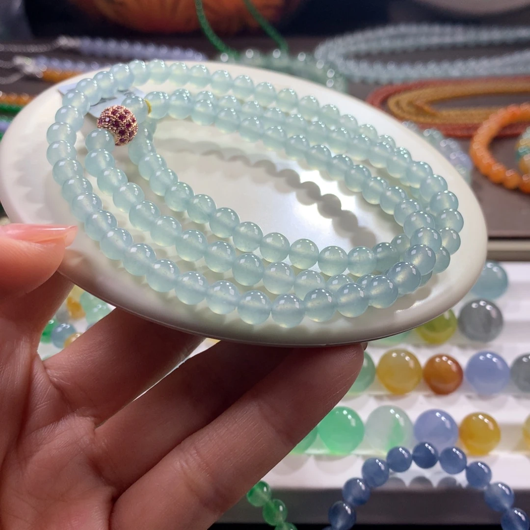 翡翠未镶嵌手链！性价比！冰蓝项链卡6