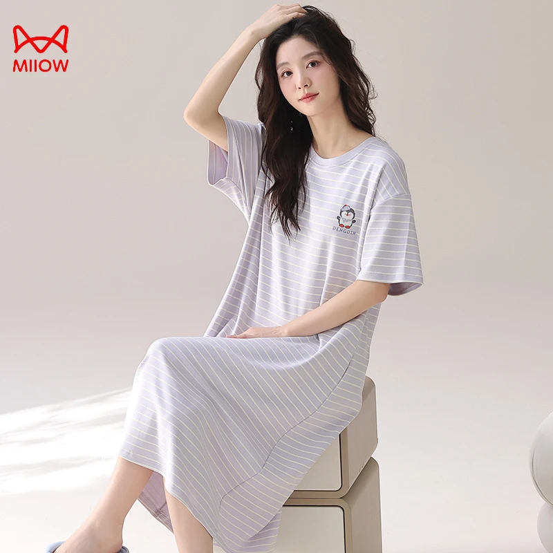 MiiOW/猫人女成人夏季印染通用卡通动漫睡裙卡通家居服大码韩版