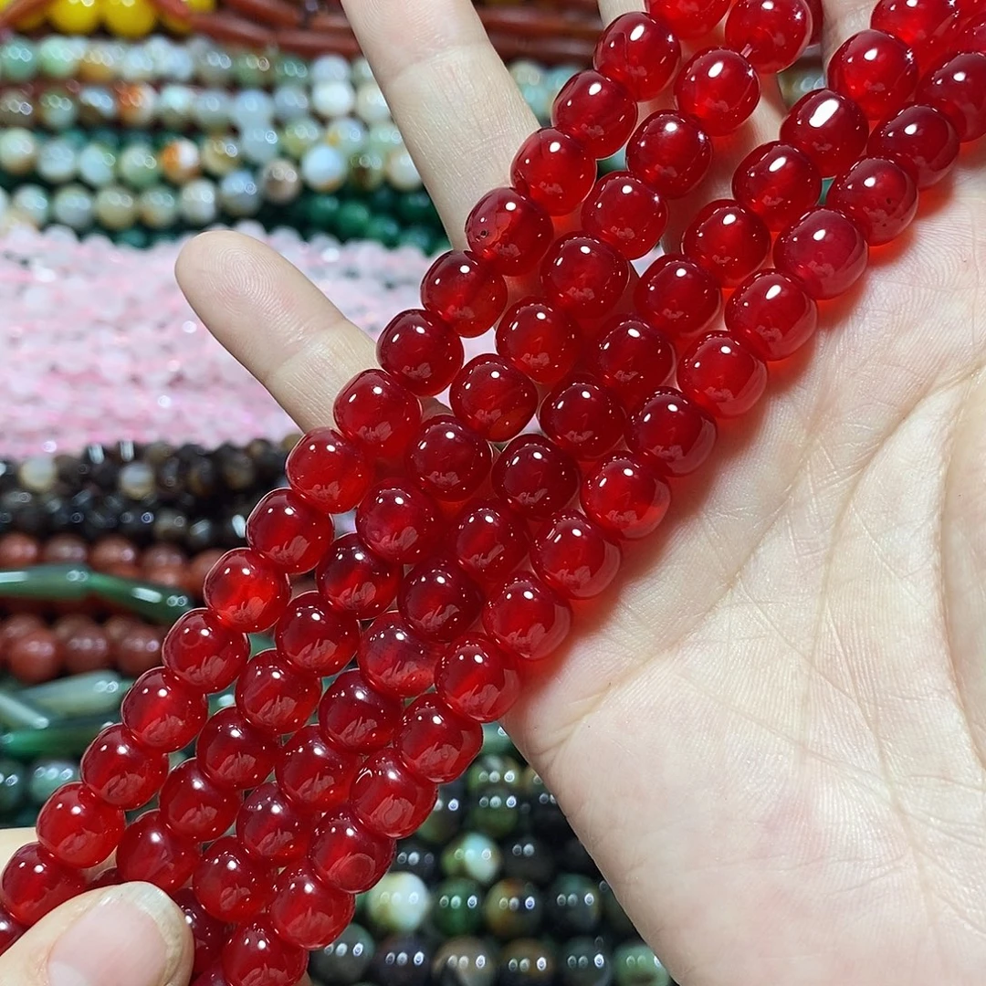玛瑙/玉髓未镶嵌珠宝半成品鸽血红玛瑙老型一条卡10mm