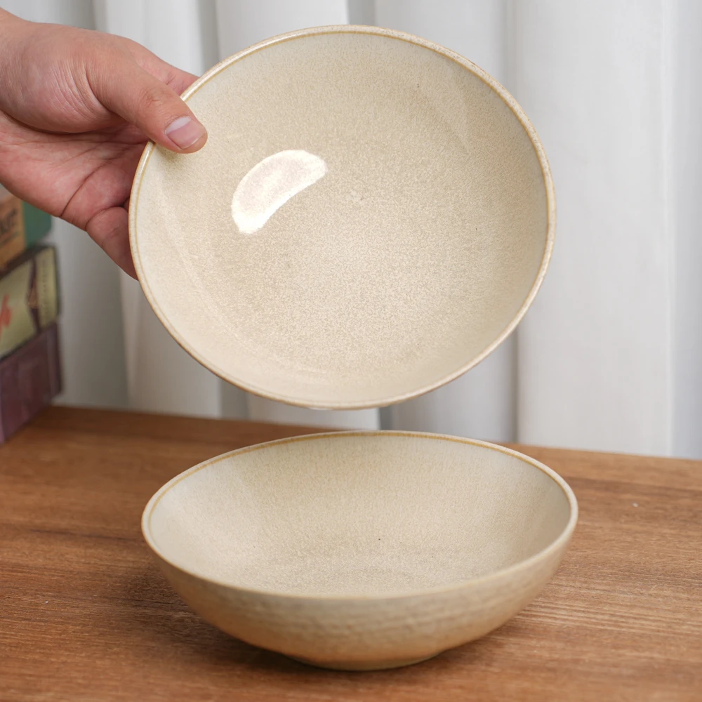 【瑕疵】陶瓷碗沙拉碗高颜值窑变浅黄拉面碗家用D3D