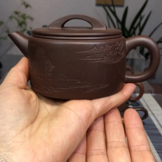 紫砂茶壶老紫泥汉瓦230c