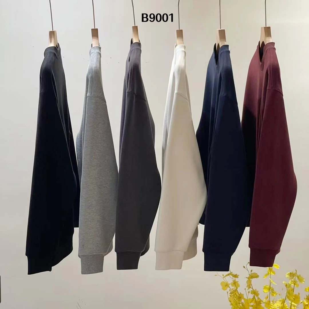 B9001冬季加绒加厚简约百搭圆领卫衣男