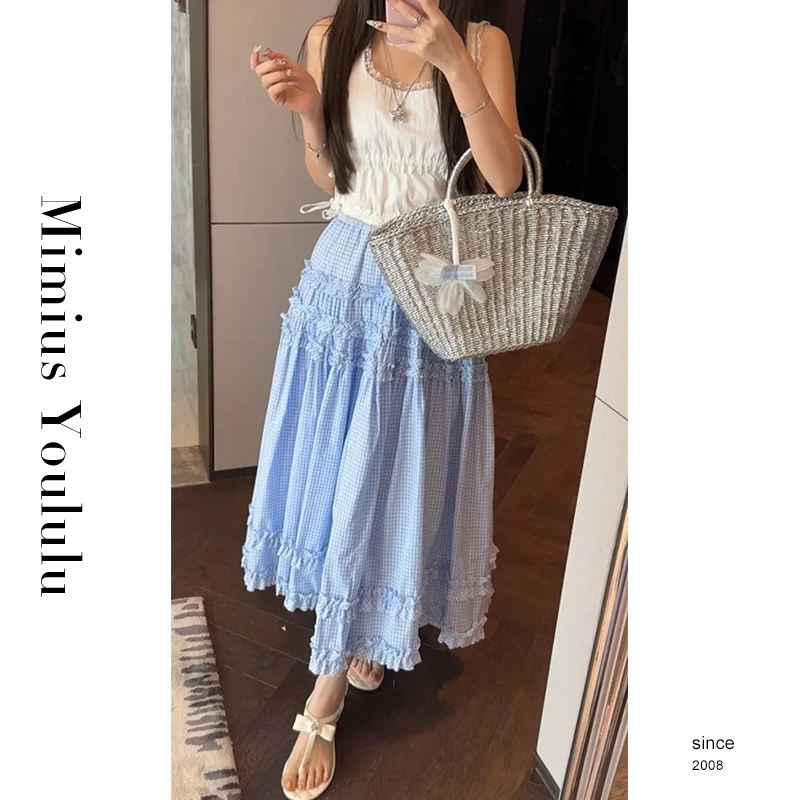 【mimius】&B游鹿鹿韩系蕾丝拼接百搭抽绳上衣+半裙 G02185