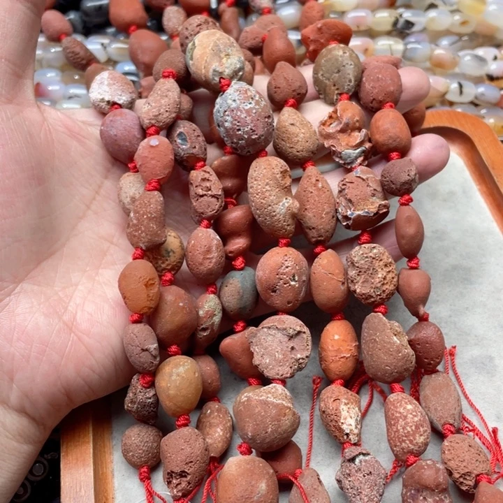 玛瑙/玉髓合金珠宝半成品一条13mm红玛瑙原皮