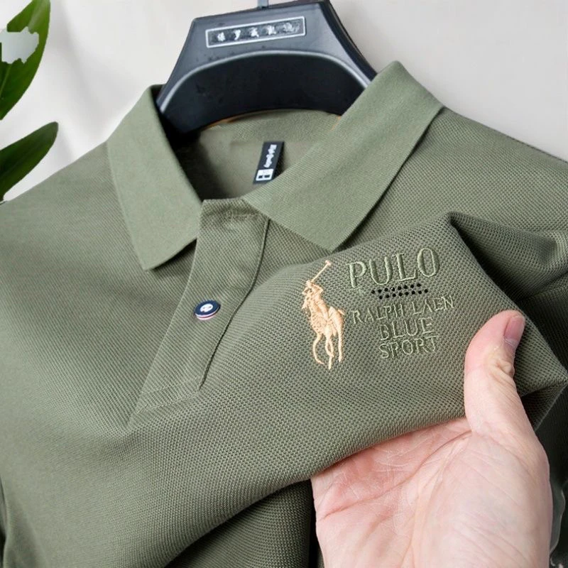 【100%高弹棉】男士短袖T恤夏季商务休闲翻领刺绣POLO衫修身潮流