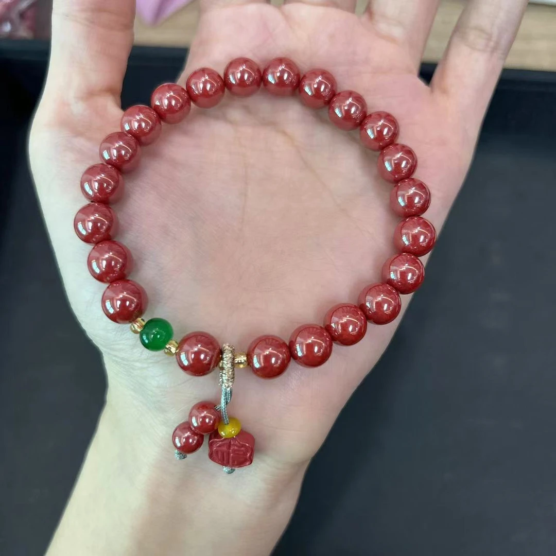 含辰砂工艺品朱砂福字手串8m*YFZS21259(多样性发一件）