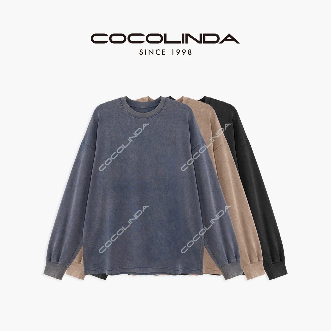 COCOLINDA | 100%棉男女CP户外水洗圆领卫衣T2913