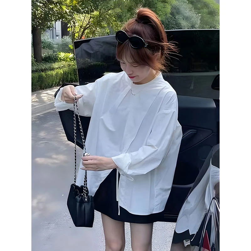 设计感小众白色衬衫显瘦休闲短裙两件套秋季新款慵懒风穿搭一整套