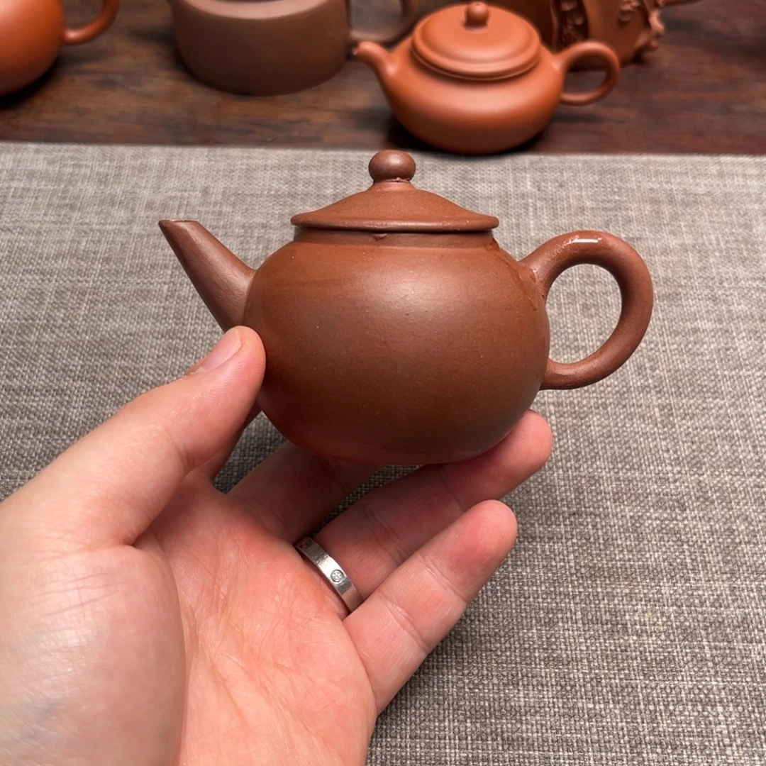 茶壶紫砂紫泥笠帽水平壶