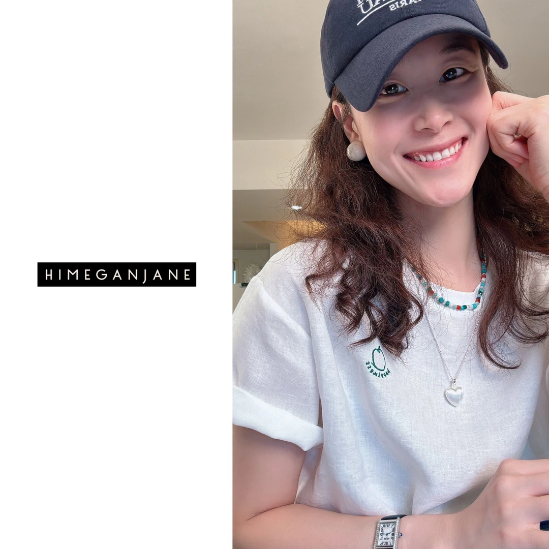 HIMEGANJANE 100%进口亚麻 苹果刺绣下摆开叉短袖 40715