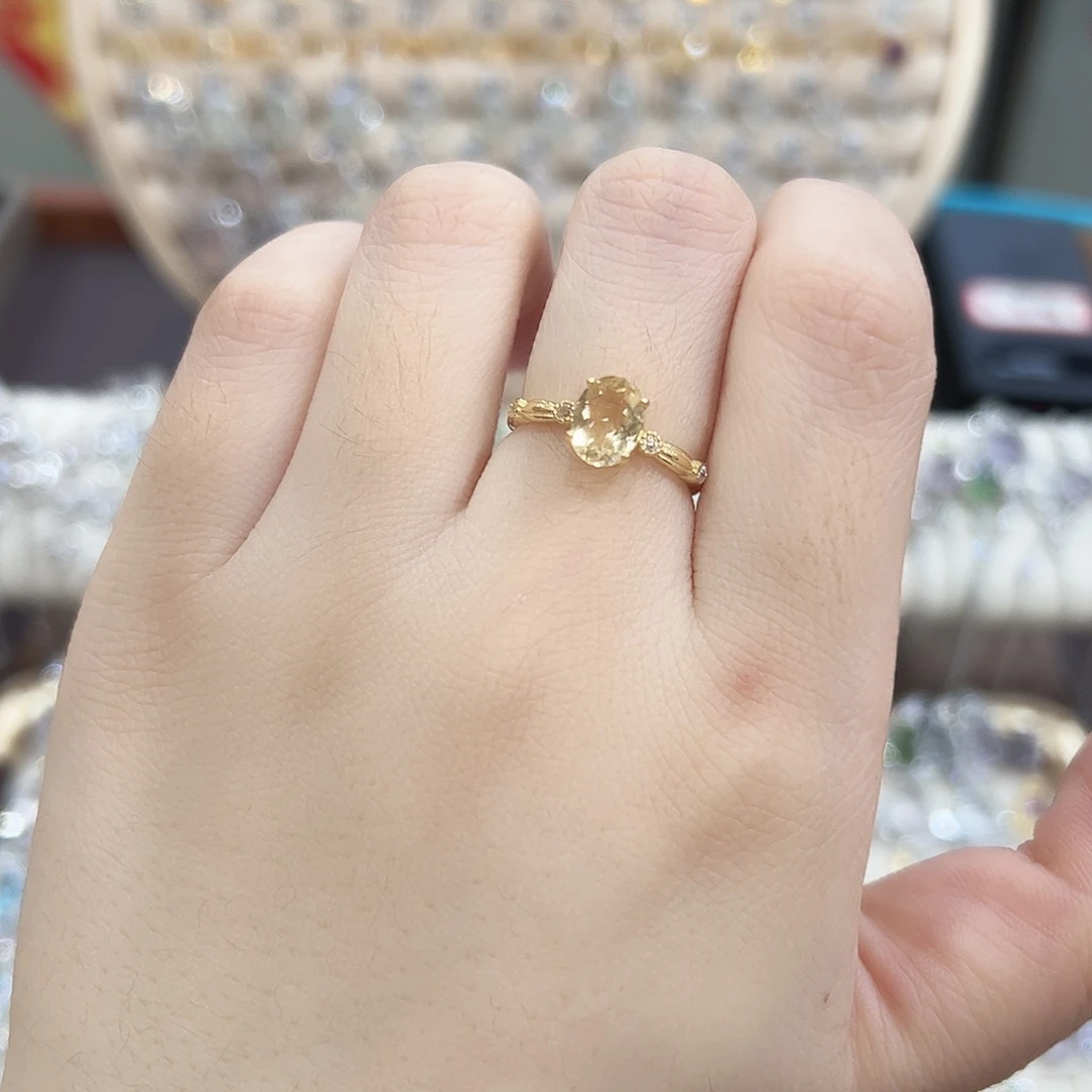 黄晶银S925镶嵌戒指