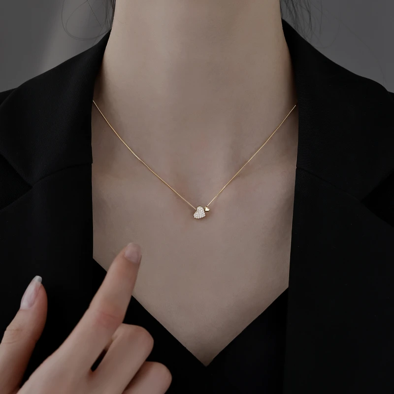 链子925银 925银爱心项链女款2025年新款爆款春锁骨链颈链配饰