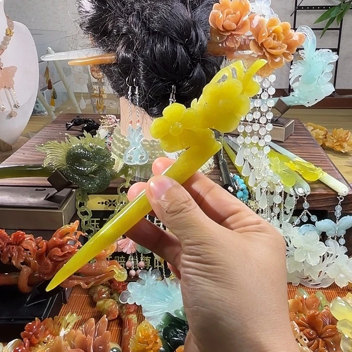 蛇纹石玉合金发饰