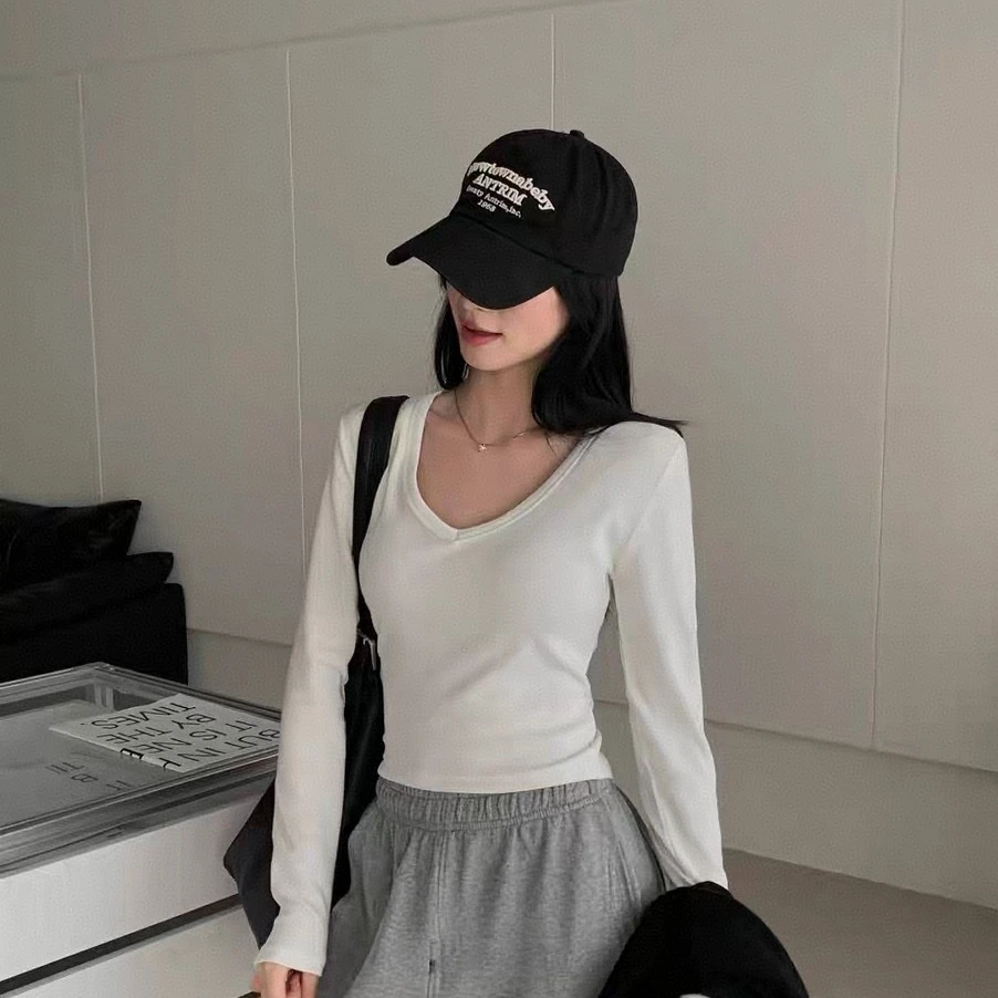 JINTAIYANG【833-2】秋冬新款加绒V领长袖T恤