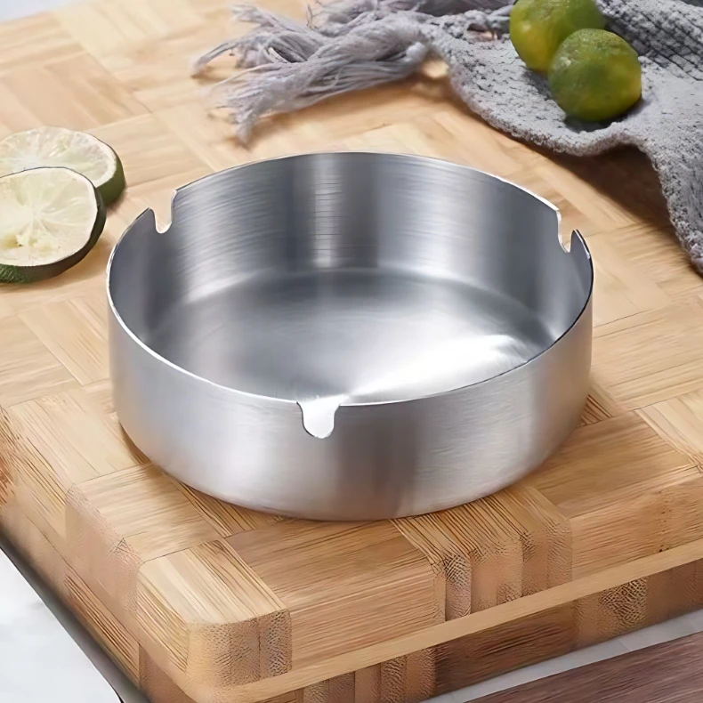 （两个）不锈钢家酒店网吧餐厅防摔耐磨 秀鑫10cm直身烟灰缸（本色）