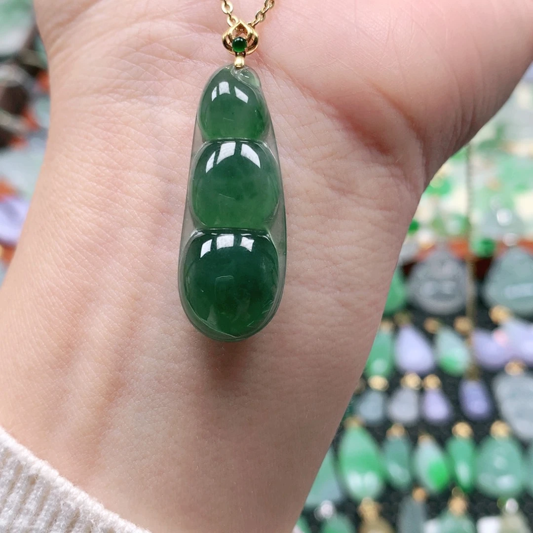 吊坠(不含链)18K金镶嵌翡翠