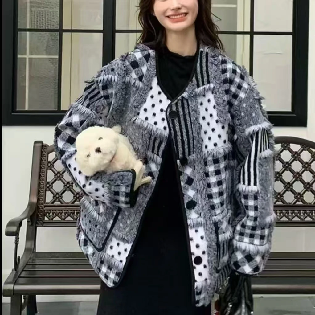 岚岚大码女装新款时尚欧货东大门精宽松洋气流苏外套98082