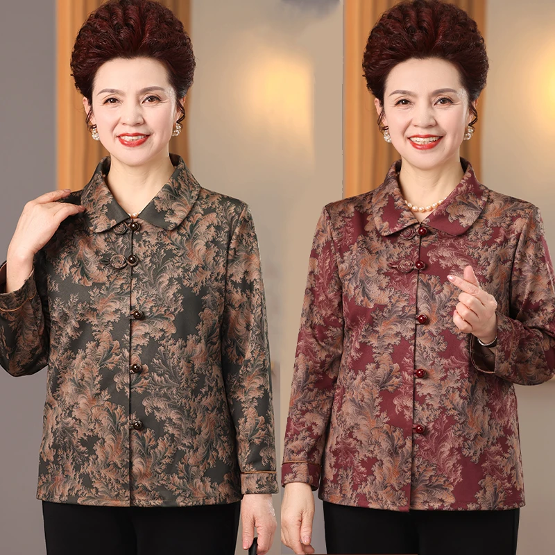春季新款妈妈装衬衫女60岁70老年人衬衣老太太奶奶薄款开衫上衣