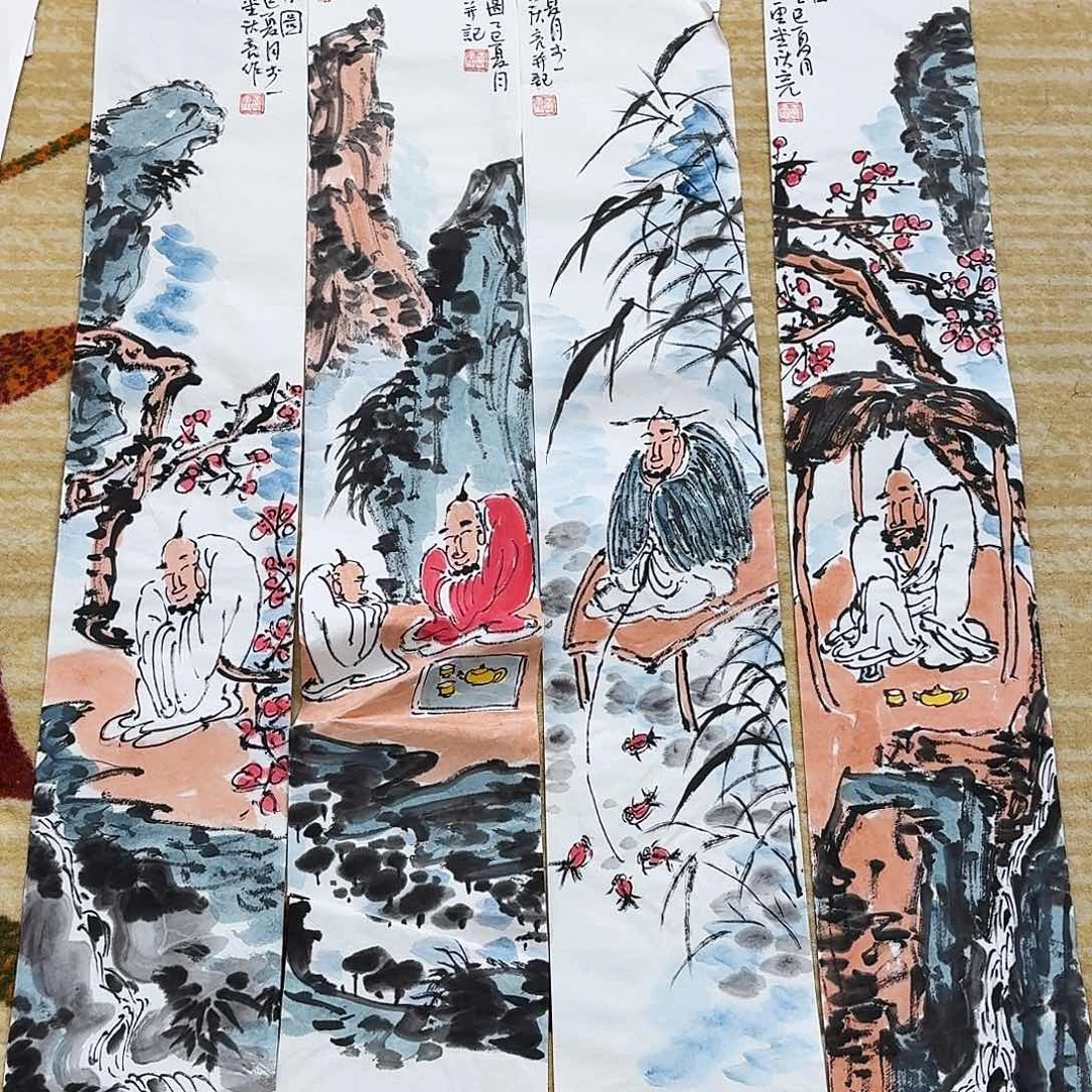 国画100.16手绘作品四张