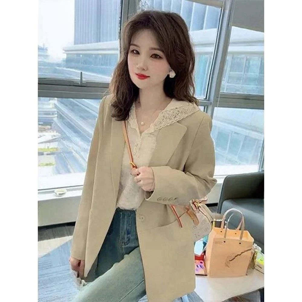 2025春秋季新款女士洋气时尚长袖西装短外套宽松休闲百搭减龄上衣