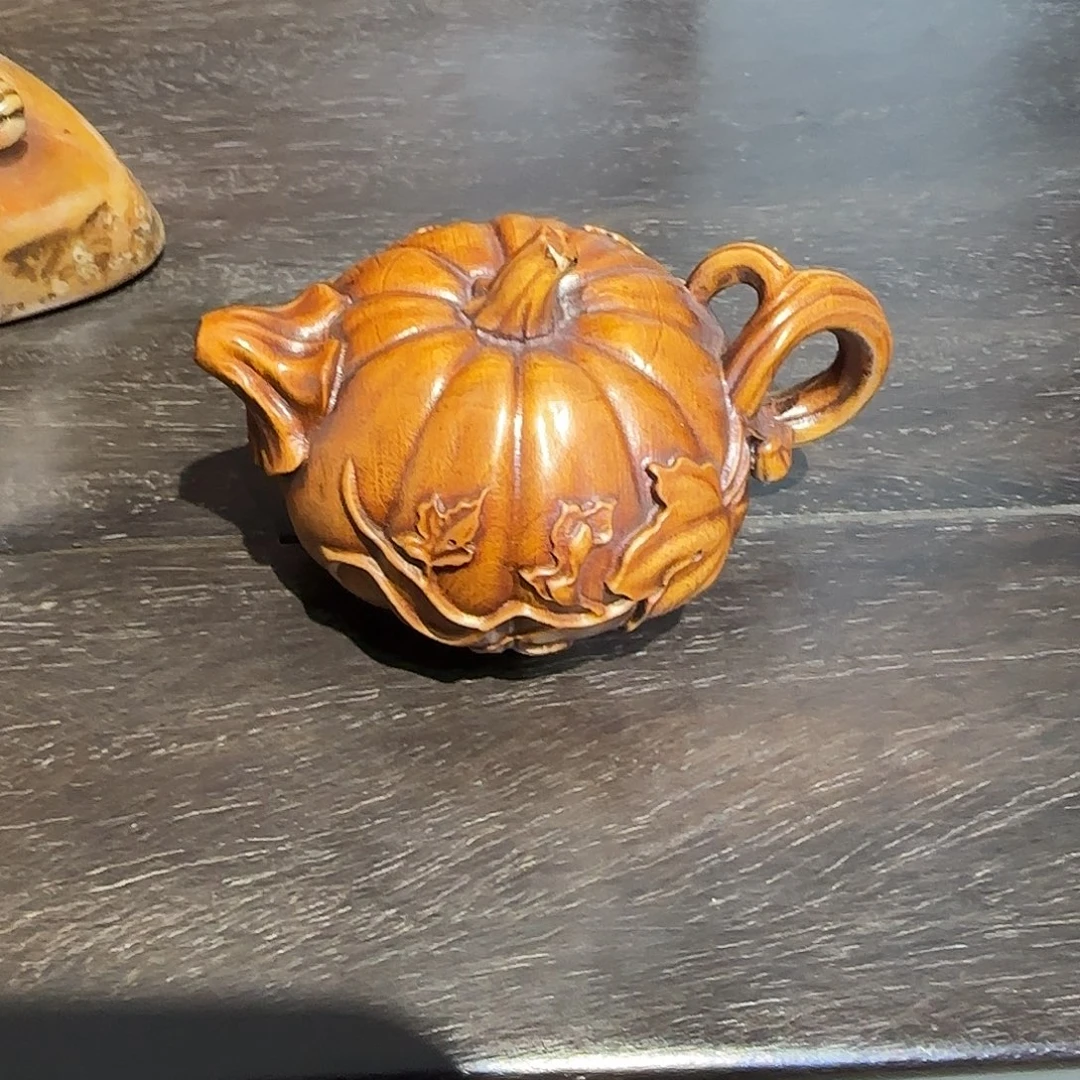 唐***豆黄杨木小手把壶一个摆件