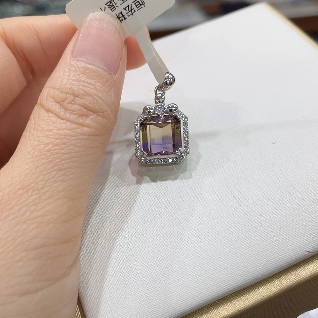 珠宝半成品银S925镶嵌水晶紫黄晶