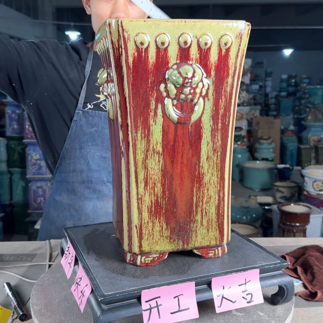 一风堂石湾花盆。缝隙