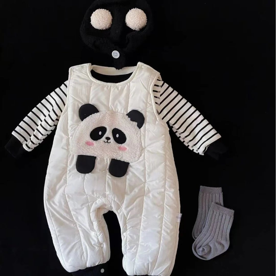 熊猫背带棉裤＋打底（码数偏大一个码）