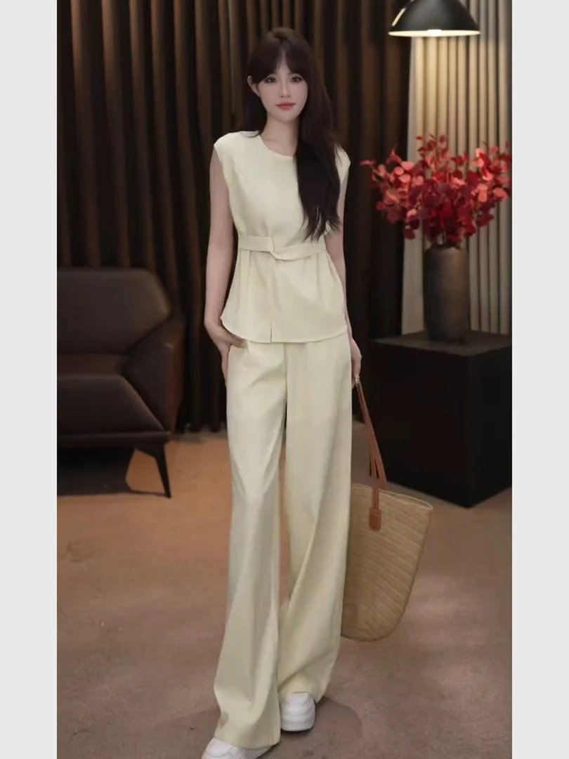 巨好看的夏装一整套法式小资气质通勤淡黄色套装2025超火两件套裤