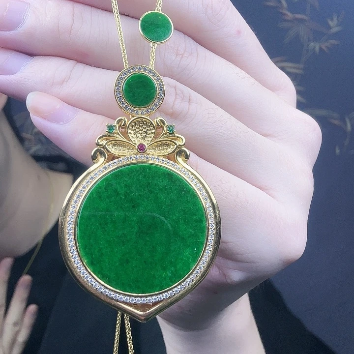 翡翠吊坠(赠链)银S925镶嵌特价 新年