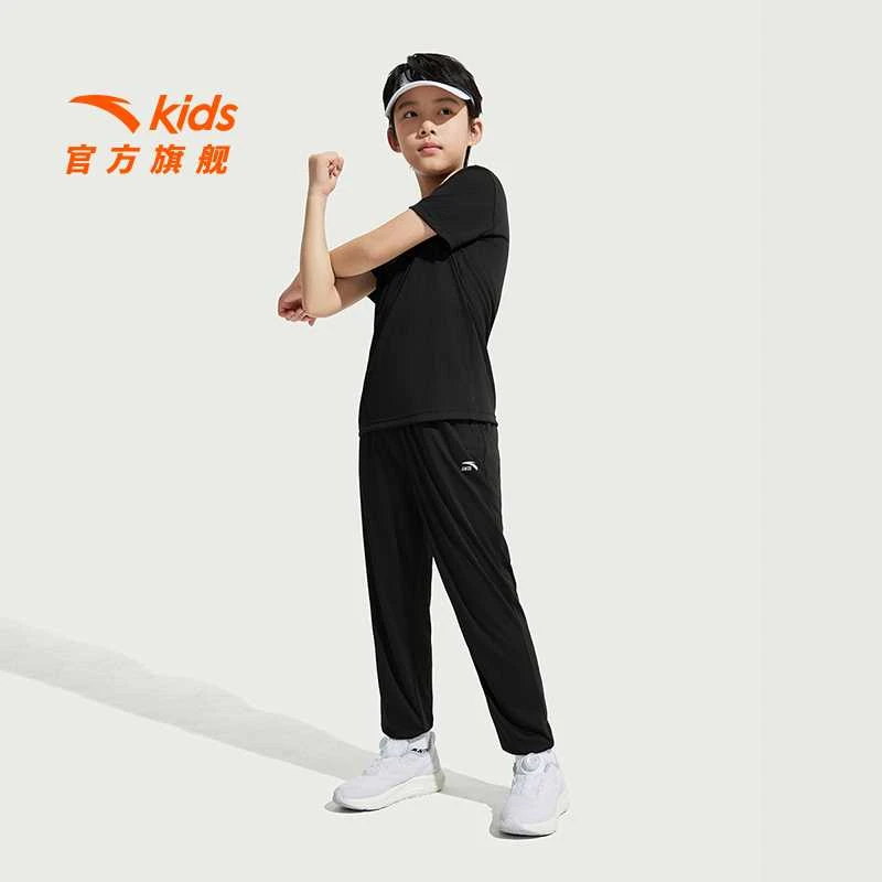 安踏儿童男童运动套装2025夏季易去污速干透气耐脏简约短袖长裤