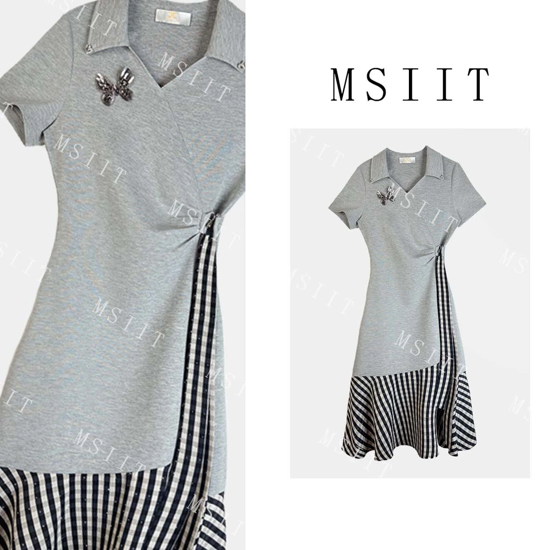 XX-夏日轻奢简约舒适感设计拼接重工显瘦气质连衣裙女JT-A1045