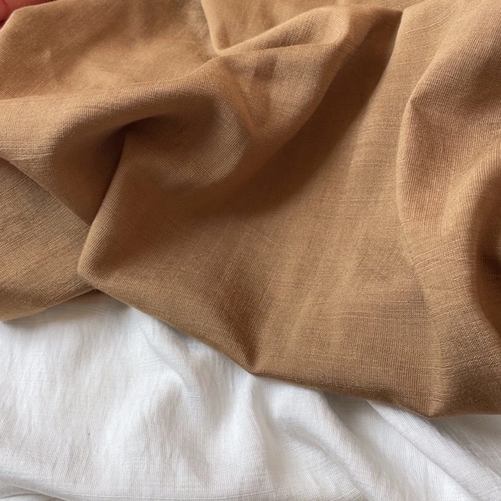卡其色棉麻2迷。