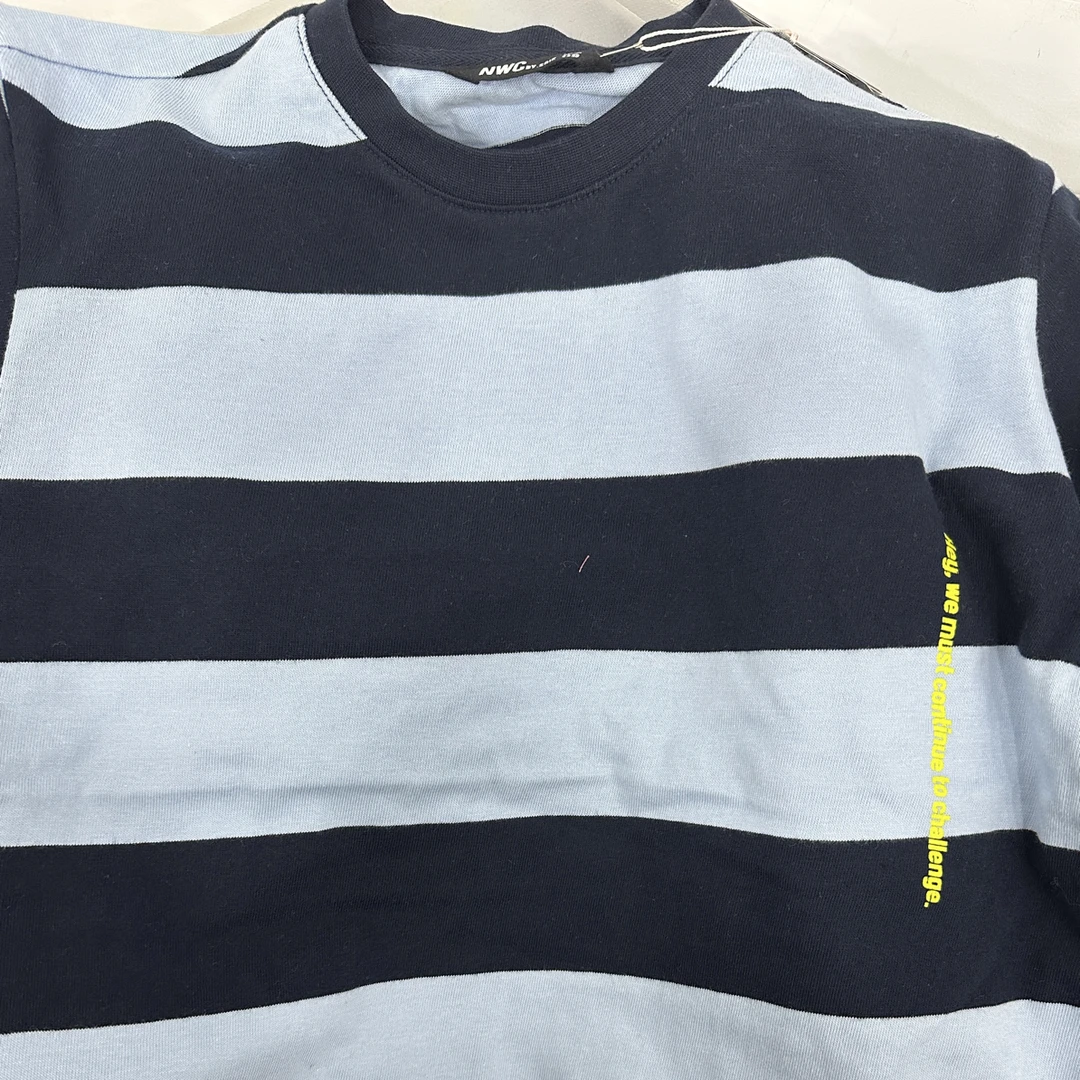 韩版条纹字母圆领儿童长袖T恤