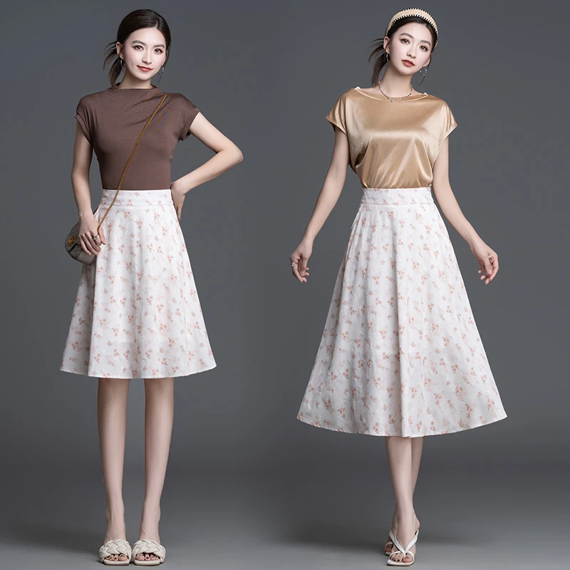 夏季2025新款女裙时尚中式显瘦半身裙透气凉爽a字裙9068591022