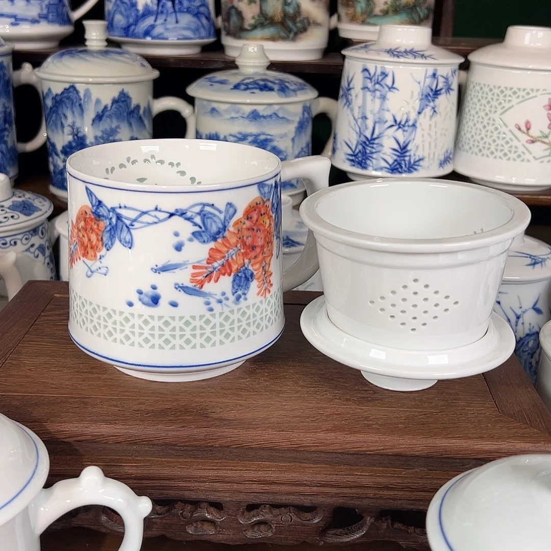 f***诗景德镇高温陶瓷办公杯家用