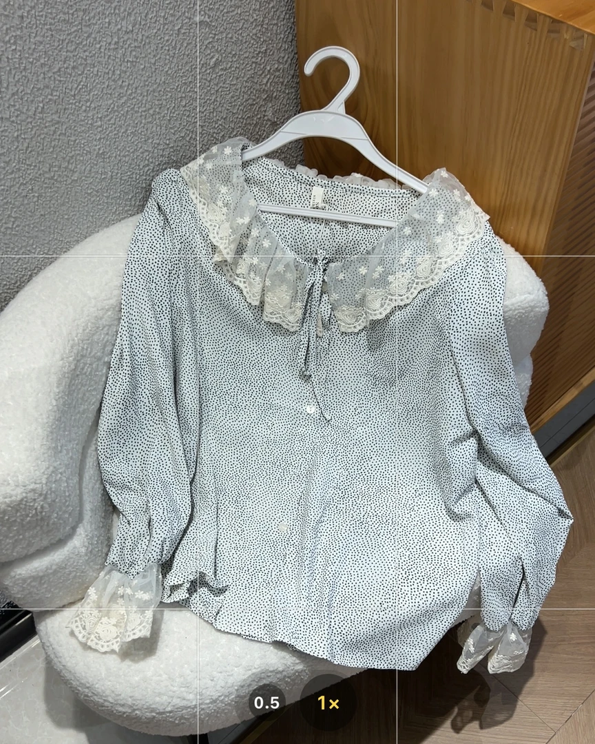 新疆包邮【CY1005】蕾丝领绑带衬衫-衣长58