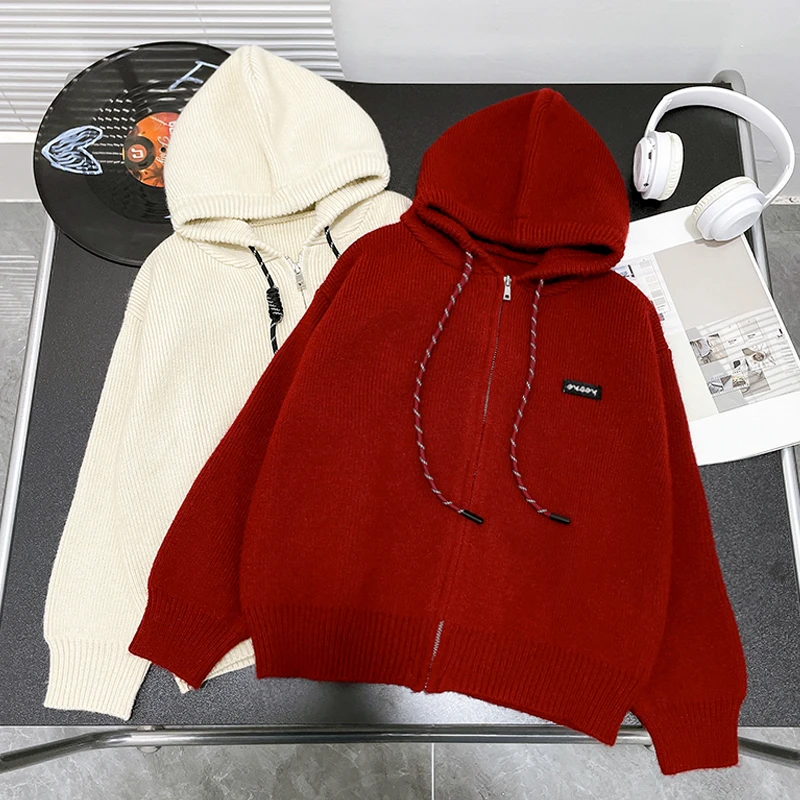 冬季女大童连帽毛衣洋气时尚儿童针织保暖休闲上衣zb5034简约童品