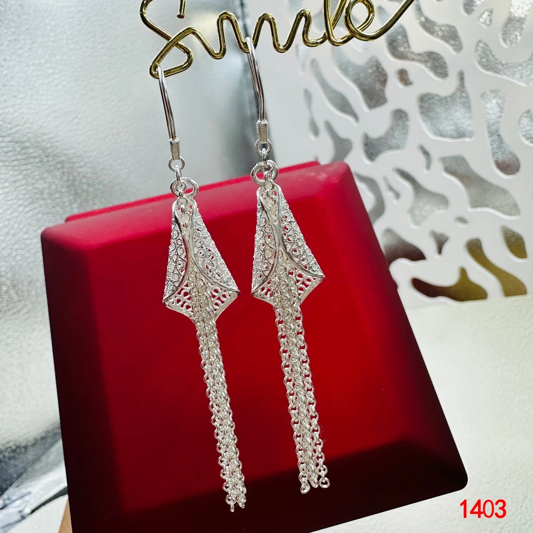 足银耳饰 苗乐足银喇叭花流苏耳环民族工艺