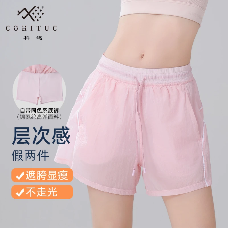 COHITUC/科途夏季抽绳运动休闲瑜伽健身短裤自带安全裤显瘦4013