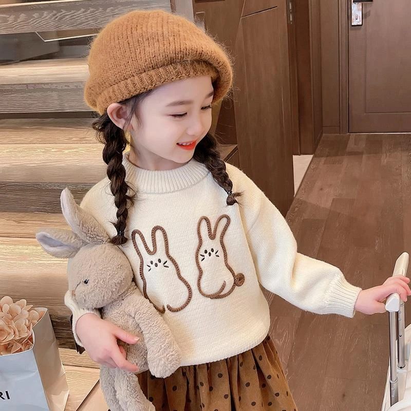 女童毛衣秋冬2025新款小女孩宝宝洋派针织衫儿童加绒洋派男童毛衣