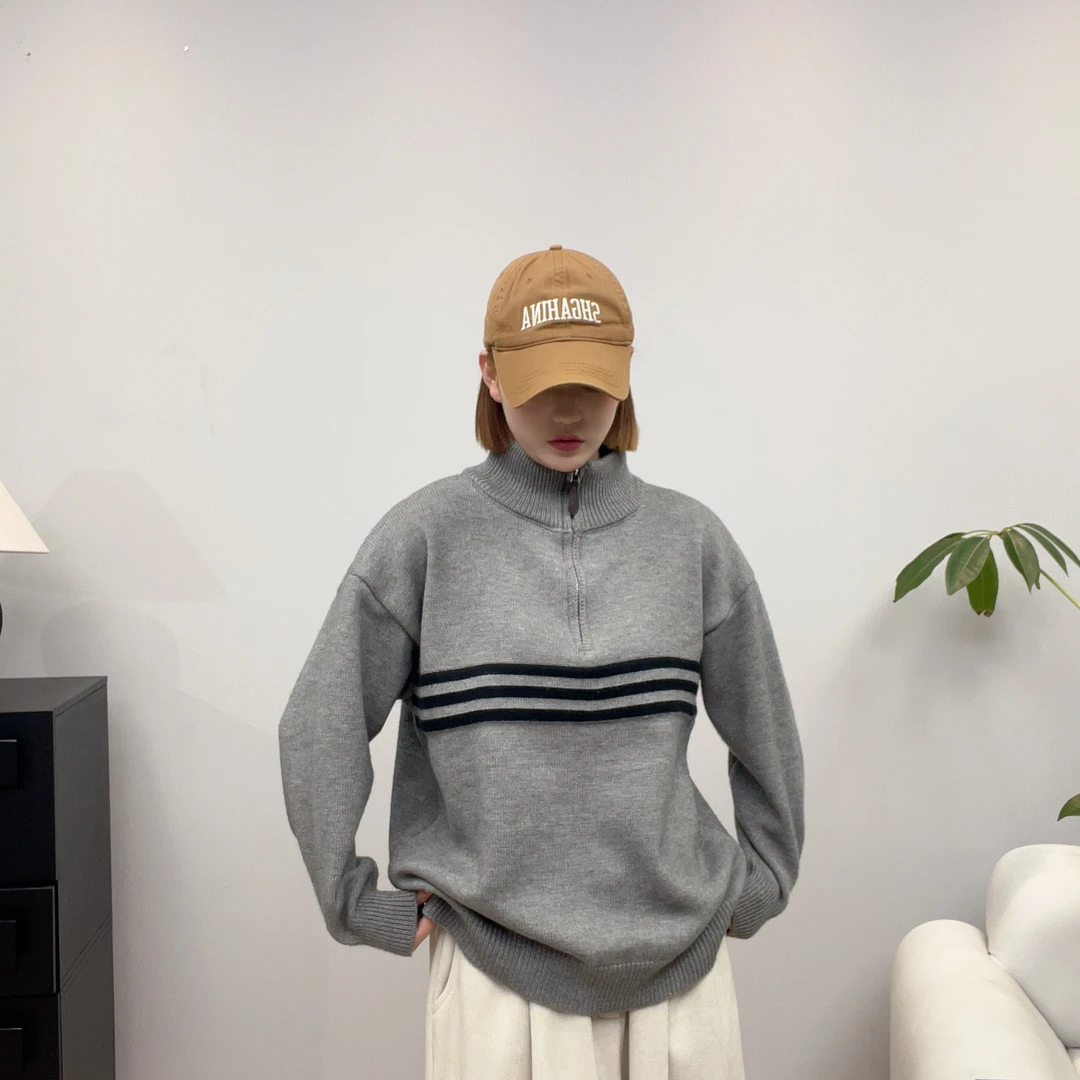 加厚高级感针织条纹毛衣