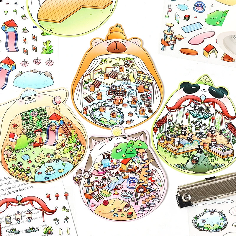 小动物款磨砂造景贴纸