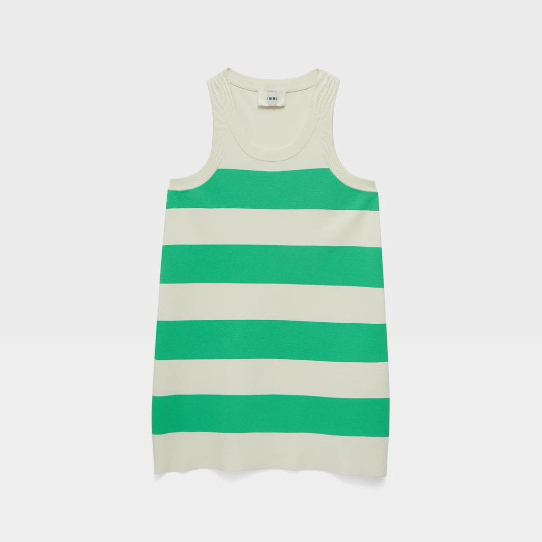 【特价商品不退换】IMMI 绿色条纹背心式针织连衣裙E1DE2W72M