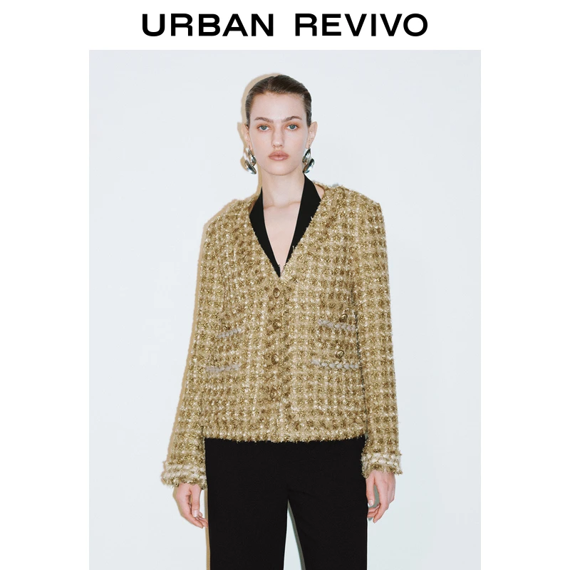 UR2025春季法式小香外套女装新款通勤肌理感夹克欧若风UWG150016