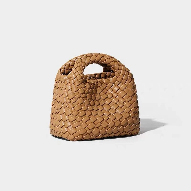 真皮英国小众设计手工编织迷你手提包高级感菜篮子包2025新款女包