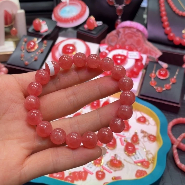 菱锰矿（红纹石）未镶嵌手串