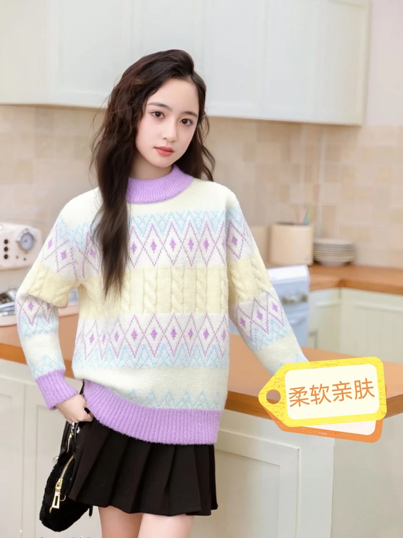 男童女童毛衣秋冬款新款2025韩国绒儿童打底衫加厚洋气大童毛线衣