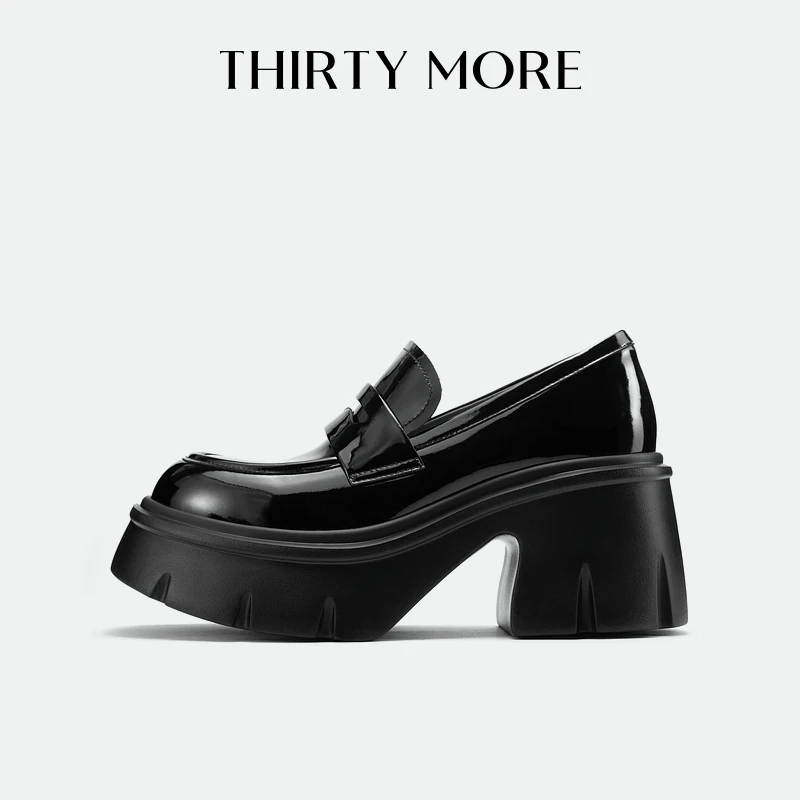【漫步巴黎】Thirty More厚底乐福鞋女2025春季新款复古黑色皮鞋